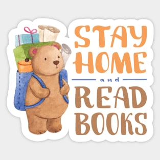 Stay Home And Read Books, Cute Animal Illustration Sticker